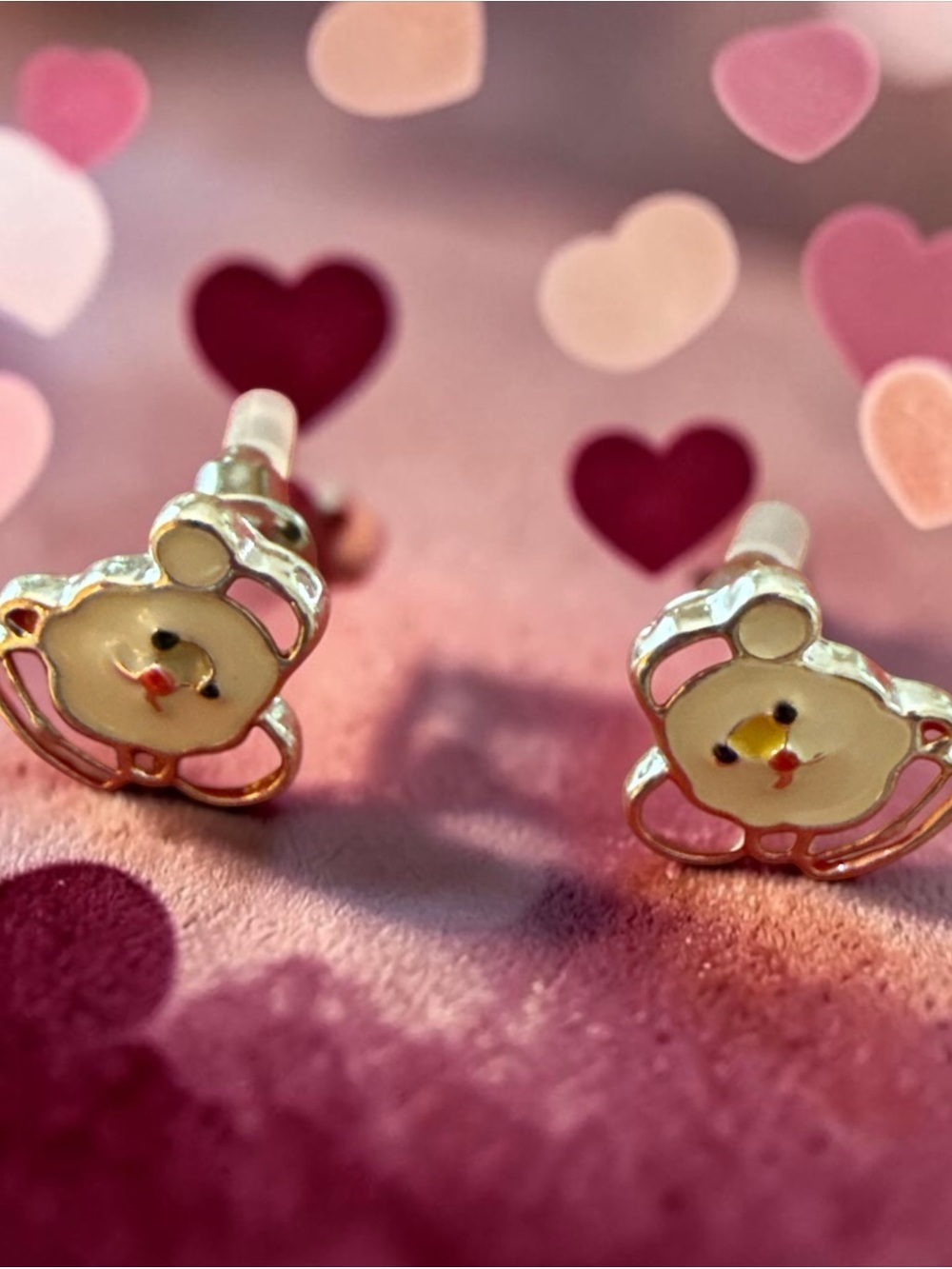 Kids Cute Santa Stud Earrings - White and Gold